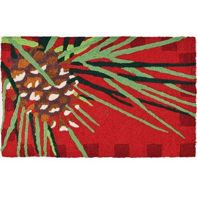 Jellybean Pine Cone & Needles Accent Washable Doormat – 20"x30" Nature-Inspired Mat for Entryways