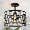 LNC Dew 3-Lights 13-in Matte Black Crystal Drum LED Semi-flush Mount Lightsing - 2 of 4
