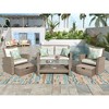 Sapphtopaz Outdoor Patio Furniture Set Rattan Patio Chairs Sectional Loveseat with Glass Table Top Coffee Table for Patio, Garden, Backyard - 3 of 4