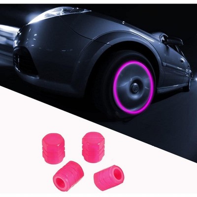 TruAIR Glowing Tire Valve Stem Caps (4-Pack, Pink)