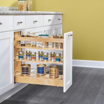 Maple Wood 8-Inch Soft-Close Pullout Cabinet Organizer