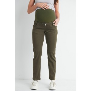 Hello Miz Women's Straight Leg Over The Belly Maternity Jeans - 1 of 4