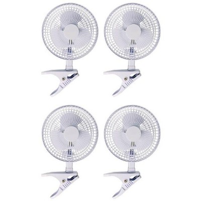Active Air ACFC6 6" 2-Speed Clip-On Desk Mountable 360-Degree Hydroponics Grow Fan with Spring-Loaded Clip for Office, Greenhouse, Kitchen (4 Pack)