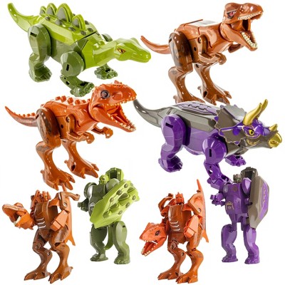 5 Star Super Deals 2 in 1 Dinosaur Robot Transforming Toy Dinosaur Robot W/ Movable Limb  Action Figure T-Rex Velociraptor Carnotaurus Dilophosaurus