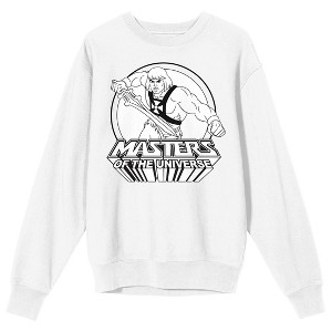 He-Man And The Masters Of The Universe He-Man Circle Frame Crew Neck Long Sleeve Adult White Sweatshirt - 1 of 3