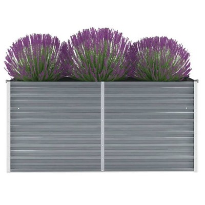 vidaXL Raised Bed Grey Galvanized Steel 94.5x31.5x30.3 in Sturdy