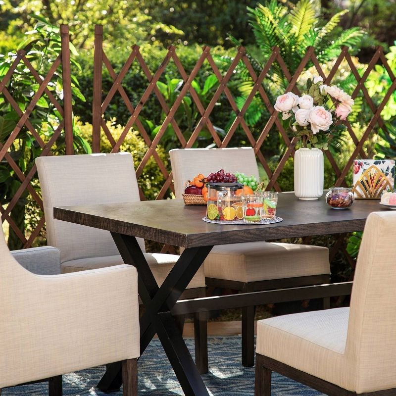 7pc Outdoor Dining Set with Painted Rectangle Table with X-Shaped Legs - Captiva Designs, 3 of 10