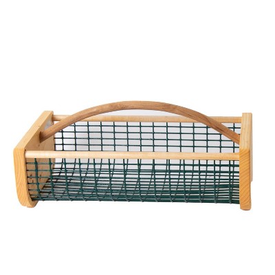 Farmhouse Pine and Oak 8 Quart Garden Hod Basket with PVC Wire Mesh