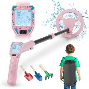 24.5"-33.5" Metal Detector for Kids with LCD Display IP68 Waterproof Pink/Green - 1 of 4