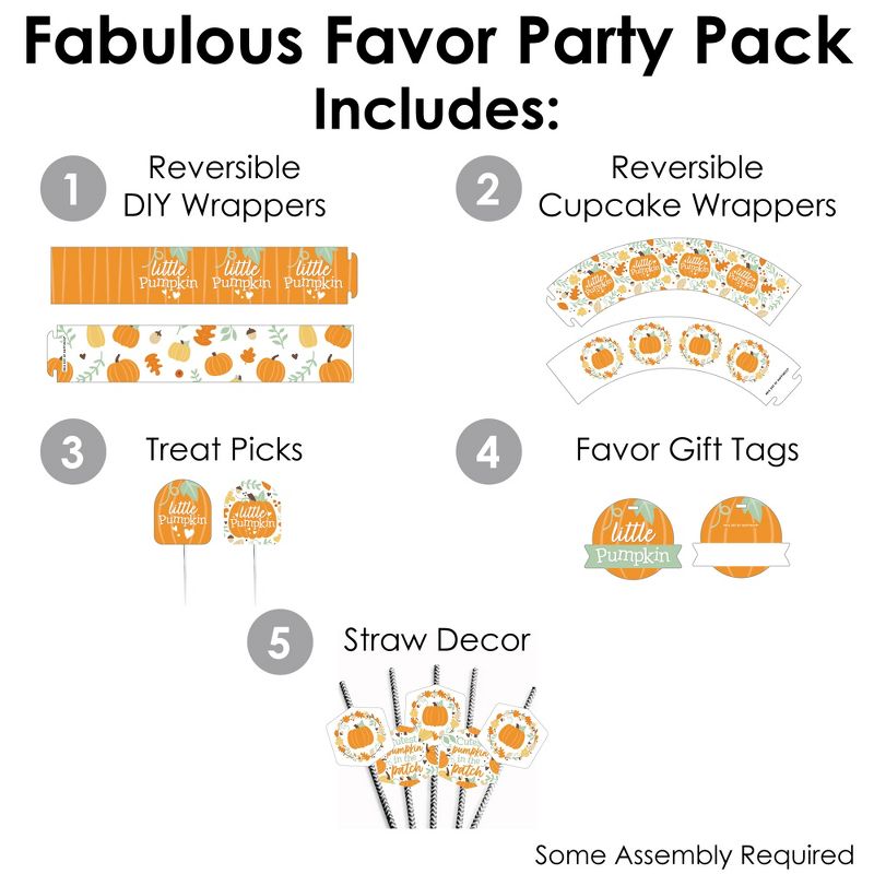 Big Dot of Happiness Little Pumpkin - Fall Birthday Party or Baby Shower Favors and Cupcake Kit - Fabulous Favor Party Pack - 100 Pieces, 2 of 9