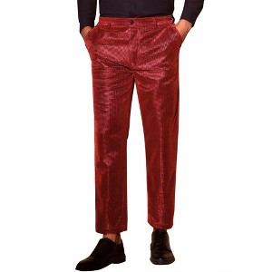 INSPIRE CHIC Men's 70s Disco Straight Leg Party Metallic Glitter Pants - 1 of 4