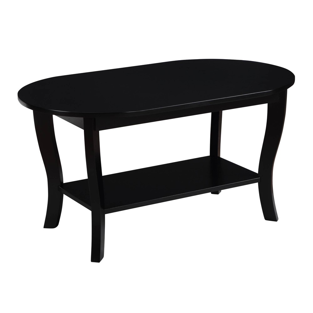 Breighton Home American Heritage Oval Coffee Table with Shelf in Black