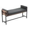 TiramisuBest Mid Century Modern Tan Leather Bench - Brown, Tan Genuine Leather, Solid Wood Entryway Bench, 16.1L x 47.5W - 2 of 4