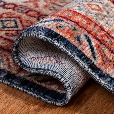 Herat Rust and Black Oriental Synthetic 4' x 6' Area Rug