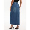INSPIRE CHIC Women's Denim High Waist Split Front Raw Hem Washed with Pockets Maxi Skirt - 4 of 4