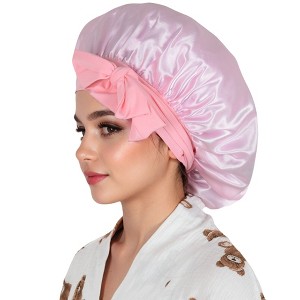 Anna-Kaci Silk Bonnet for Sleeping Satin Lined Hair Bonnet with Long Tie Band for Women Curly Hair - 1 of 4
