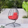 PAGED Indoor Outdoor PE Rattan Swing Chair with Cushion and Rust Resistant Frame,Egg Chair for Patio,Porch,Garden - 2 of 4