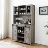 70" Farmhouse Wine & Coffee Bar Cabinet with Hutch, Sliding Barn Doors, Wine & Glass Rack, Buffet Storage for Kitchen Dining Home Bar - 4 of 4
