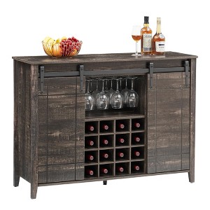 47 Inch Wine Bar Cabinet with Wine Rack & Glass Holder, Modern Liquor Coffee Station, Farmhouse Buffet Sideboard with Storage for Living Room - 1 of 4