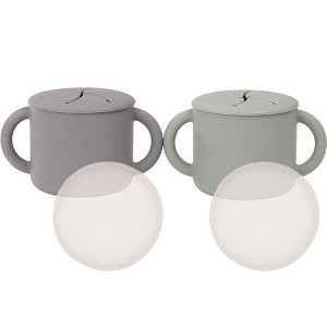WeeSprout Snack Containers, Food Grade Silicone Cups, Spill-Proof Tops for Toddlers & Babies, Set of 2 Snack Catchers - 1 of 4