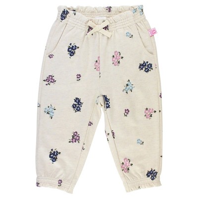 Image of RuffleButts Playful Primrose Jogger Pants - Off-White : 0-3 Months