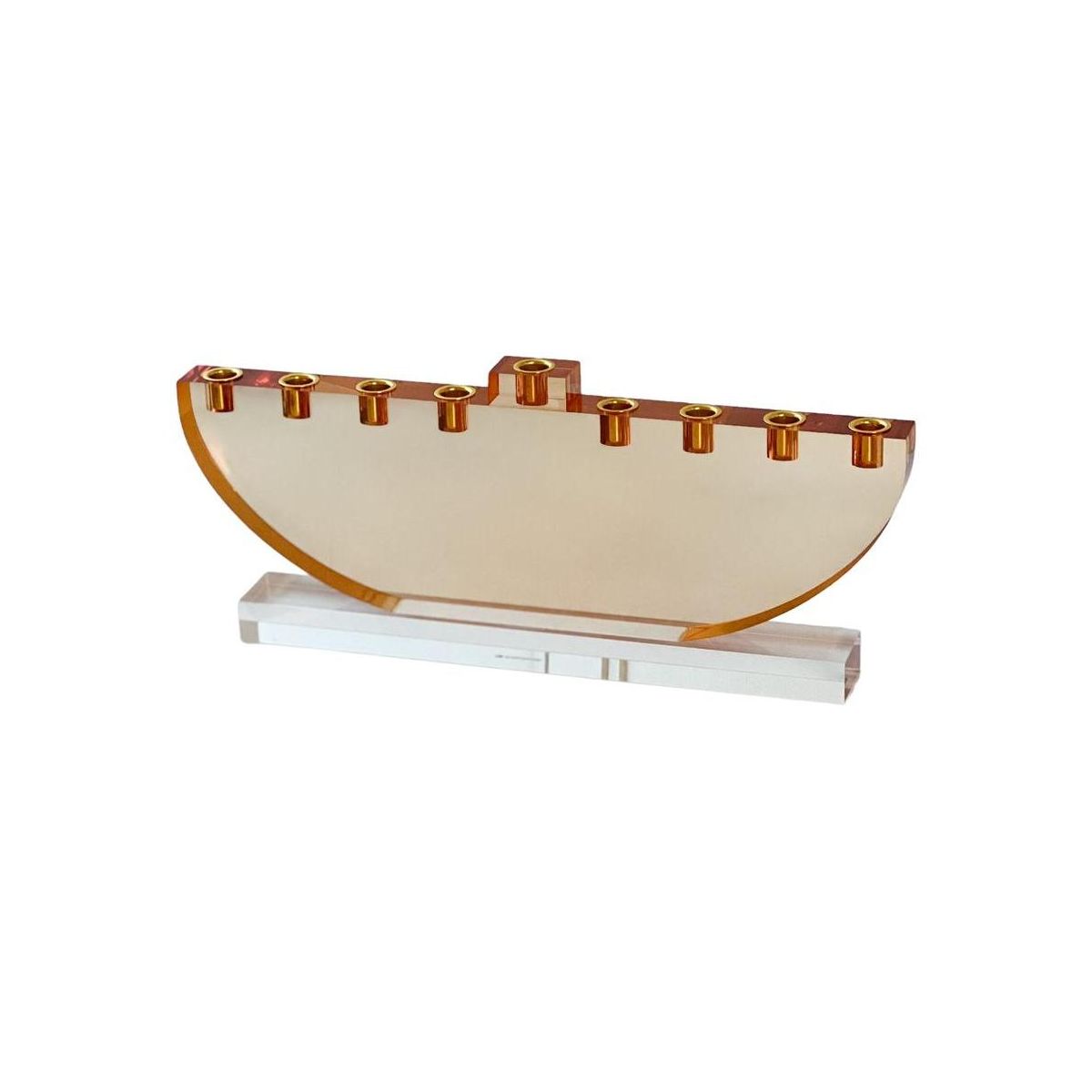Amber Lucite Menorah, Elegant Modern Hanukkah Candle Holder for Judaica Décor