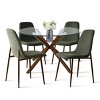 Olive+Oslo 5-Piece Dining Table Set for 4, Round Glass Dining Table with 4 Upholstered Dining Chairs Walnut Legs-Maison Boucle - 2 of 4