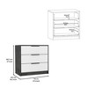 NicBex 3 Drawers Dresser for Bedroom,Modern Style Wooden Drawers with Black Handle,Dressers for Kids Room,Living Room,Entry and Hallway,Black/White - 3 of 4