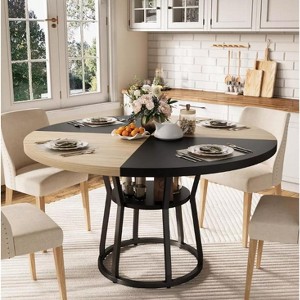 Nasitip Round Dining Table for 4-6, 42" Farmhouse Kitchen Table with Storage, Circle Dinner Tables for Dining Room, Living Room, Apartment(Only Table) - 1 of 4