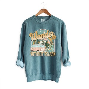Simply Sage Market Women's Garment Dyed Graphic Sweatshirt Wander Without Reason Desert Van - 1 of 3