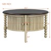 Damerin 30.3 Inch Round Accent Coffee Table With Drawer,Sliding Door-Beige + Espresso - 2 of 4