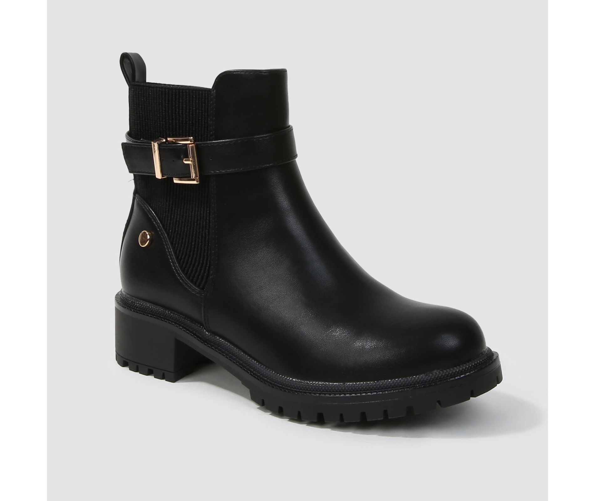 Berness Women's Shane Faux Leather Ankle Chelsea Boots with Buckle Strap Detail