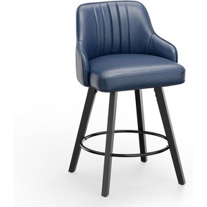 VINGLI 26" H Swivel Barstools Set of 1, Upholstered Counter Stool with Back, Kitchen Counter Height Bar stools, Solid Wood Legs - 1 of 4