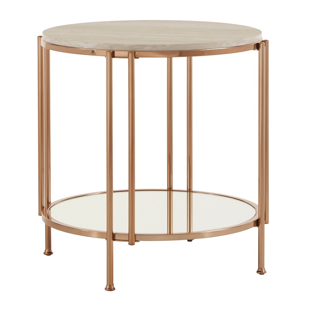 Photos - Dining Table Octavia Metal End Table Champagne Gold Finish - Inspire Q