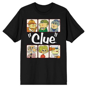 Clue Cartoon Characters Adult Black Crew Neck Short Sleeve T-shirt - 1 of 3