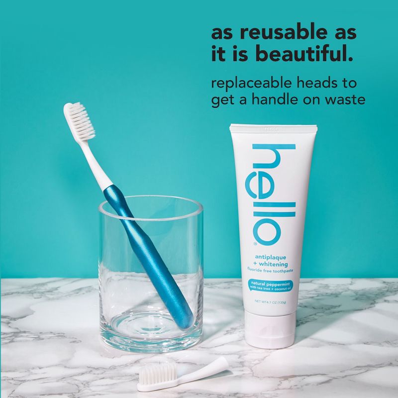 hello Sustainable Manual Toothbrush &#38; Refill - Soft - Blue, 6 of 9