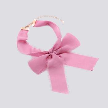 Tattered Edge Fabric Bow Choker Necklace - Wild Fable™ Pink