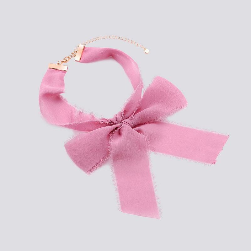 Tattered Edge Fabric Bow Choker Necklace - Wild Fable™ Pink, 1 of 3