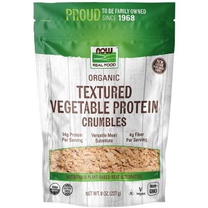 Organic Textured Vegetable Protein Crumbles by Now Foods  -  8 oz Crumbles - 1 of 2