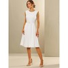 INSPIRE CHIC Women's Round Neck Sleeveless Zip Front Belted Fit Flare Work Dresses - 2 of 4