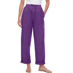 Woman Within Women's Plus Size Petite Seersucker Pant - 1 of 4