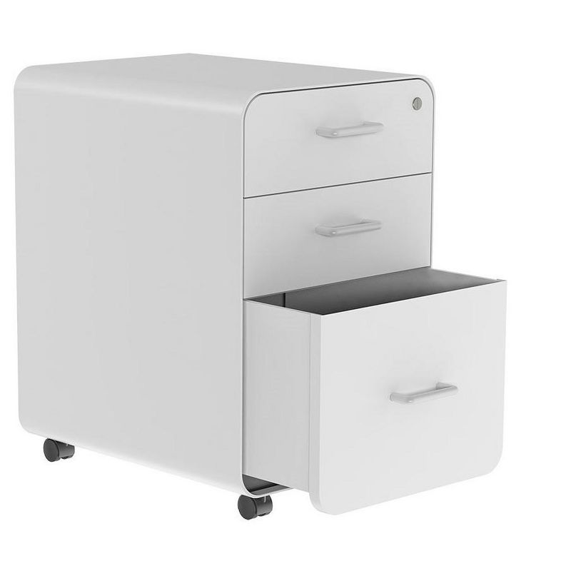Monoprice Round Corner 3-Drawer File Cabinet - White With Lockable Drawer - Workstream Collection, 2 of 7