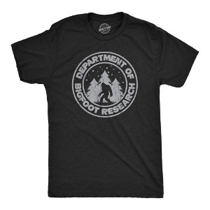 Mens Department Of Bigfoot Research T Shirt Funny Sasquatch Search Tee For Guys - Crazy Dog Men's T Shirt - 1 of 4