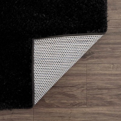 Hauteloom Black Plush Shag Washable 4' x 5'7" Rug