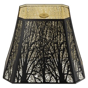 ALUCSET Etched Forest Metal Large Lampshade, Rectangle Floor Lamp Shade for Living Room Bedroom Top (8+6)", Bottom (13.9+8)", Height 11", Black Gold - 1 of 4