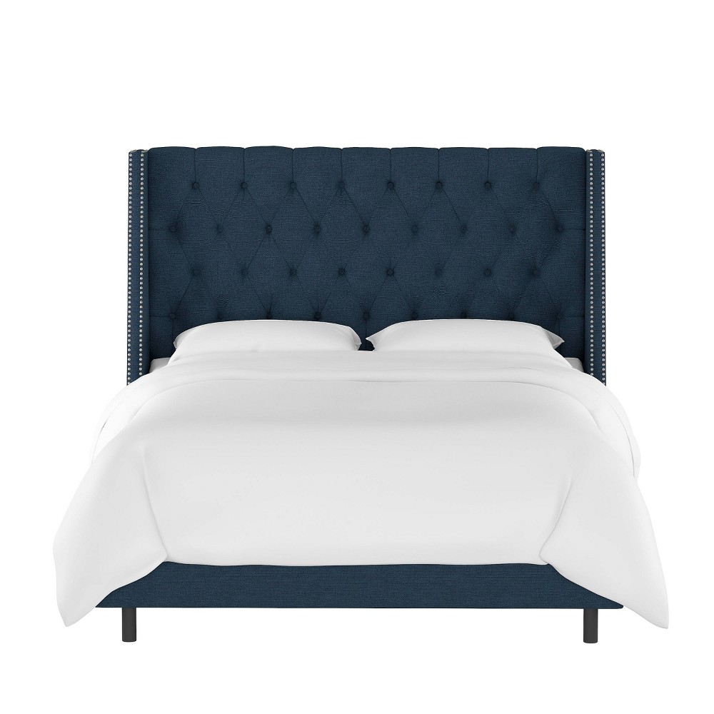 Photos - Bed Frame Skyline Furniture Queen Arlette Nail Button Tufted Wingback Bed in Linen N
