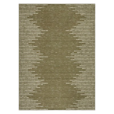 Washable Modern Striped Rug Non Slip Low Pile Rug Soft Geometric Minimalistic Throw Floor Cover Foldable Indoor Carpet for Living Room Bedroom