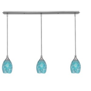 Toltec Lighting Any 3 - Light Chandelier in  Brushed Nickel with 5" Turquoise Fusion Shade - 1 of 1