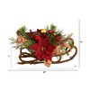 Nearly Natural 18-in Christmas Sleigh with Poinsettia, Berries and Pinecone Artificial Arrangement with Ornaments - image 2 of 4