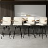 VECELO Bar Stools with Backs & Arms Set of 2, Counter Height Barstools Set with Tufted Upholstery & Footrest Ring, White/Brown - 2 of 4